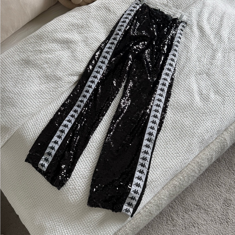 Kappa x Faith Connexion Black Sequin Track Pants